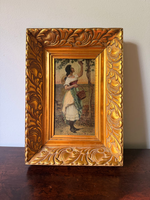 Antique European Genre Painting After Eugène de Blaas in Gilt Frame