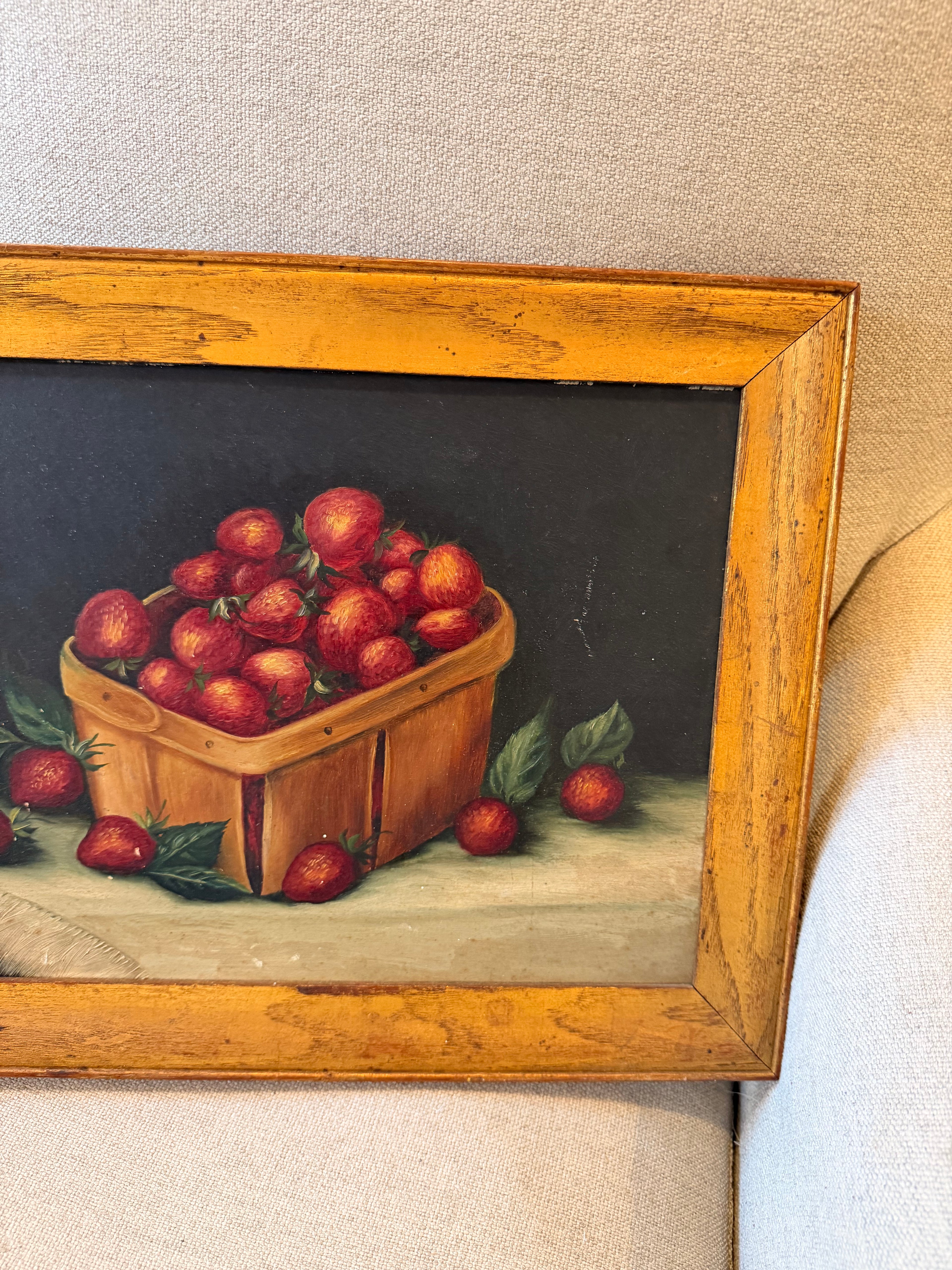American Strawberry Still Life in Gilt Frame