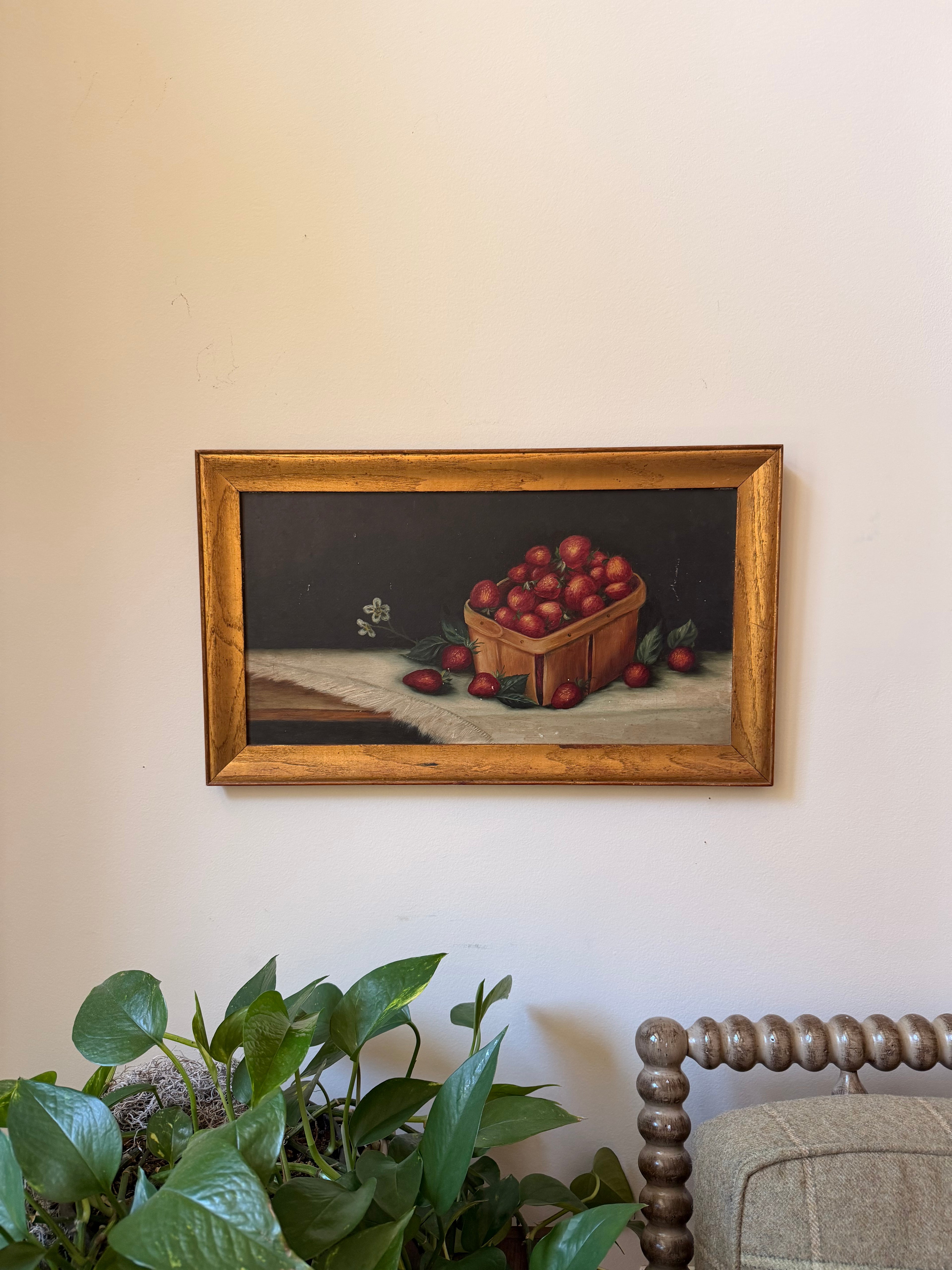 American Strawberry Still Life in Gilt Frame