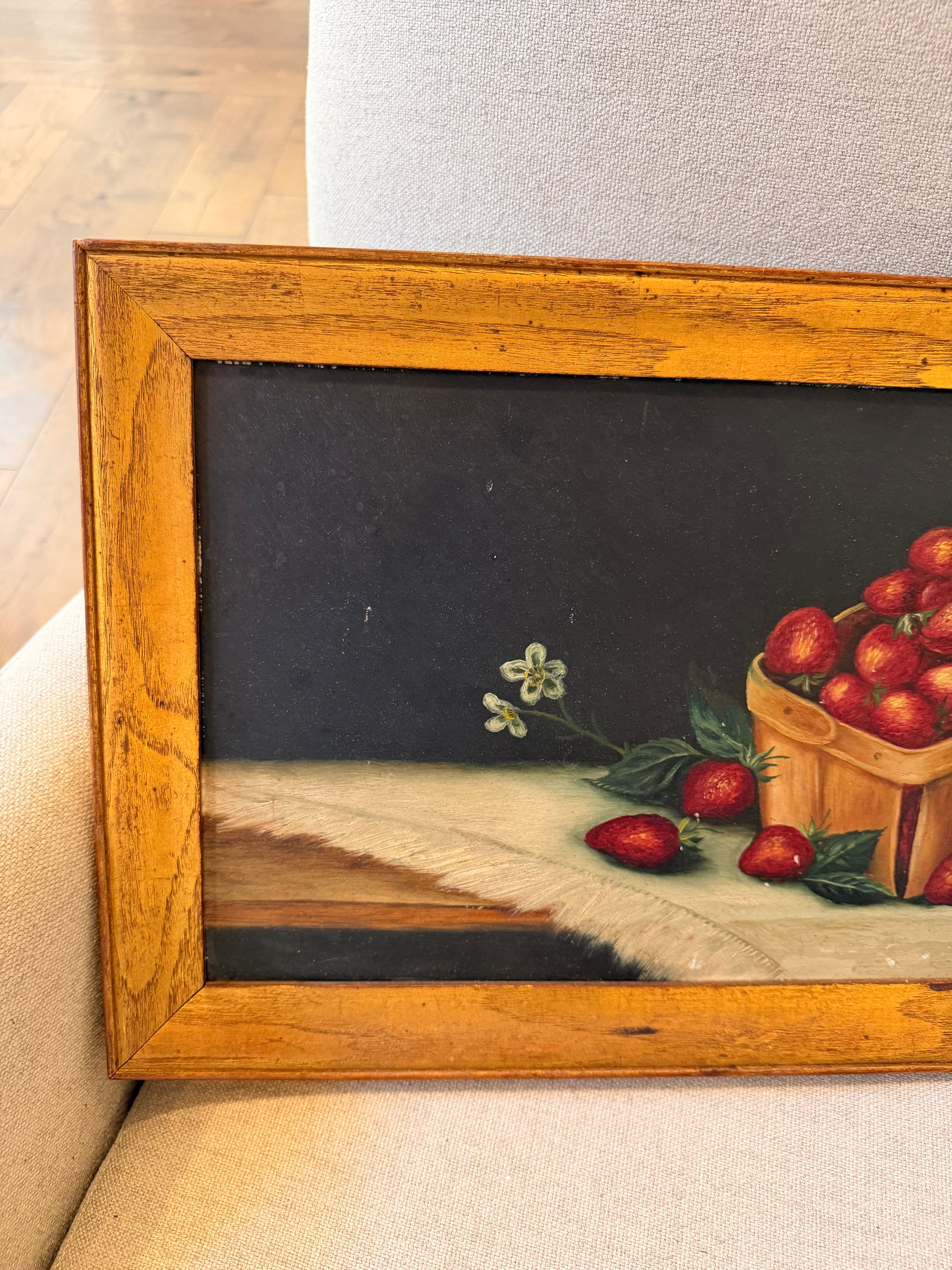 American Strawberry Still Life in Gilt Frame