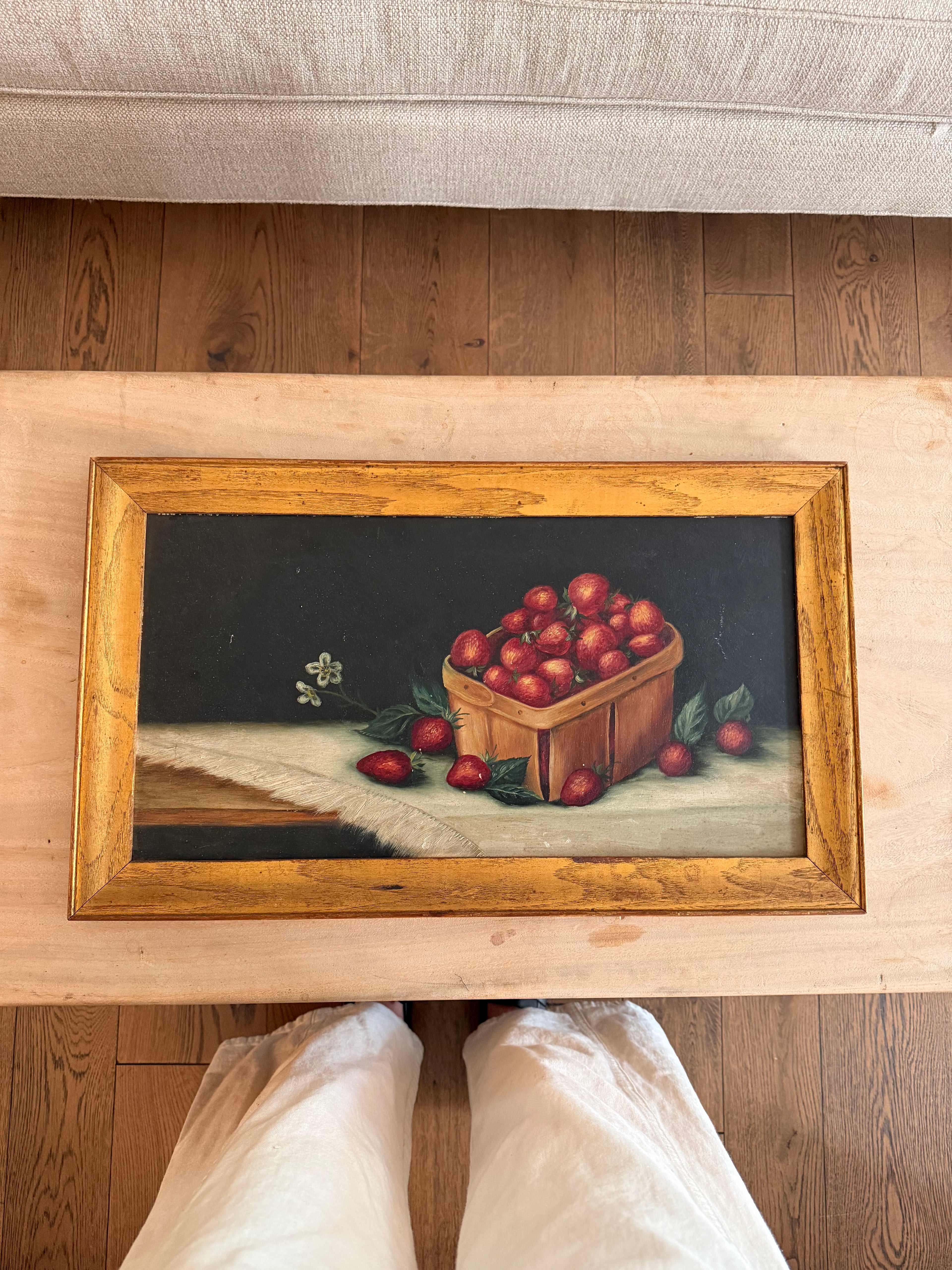 American Strawberry Still Life in Gilt Frame